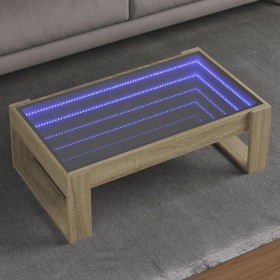 Mesa de centro con Infinity LED roble Sonoma 90x53x30