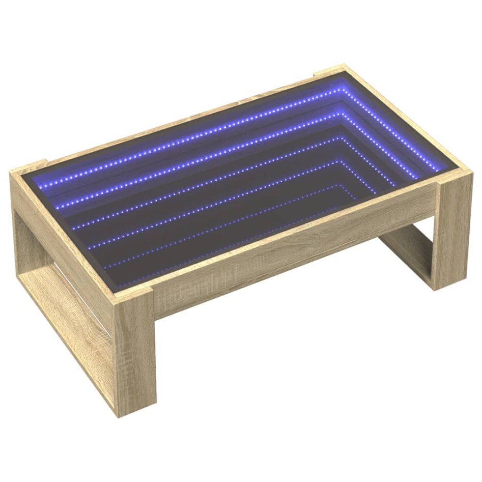 Mesa de centro con Infinity LED roble Sonoma 90x53x30