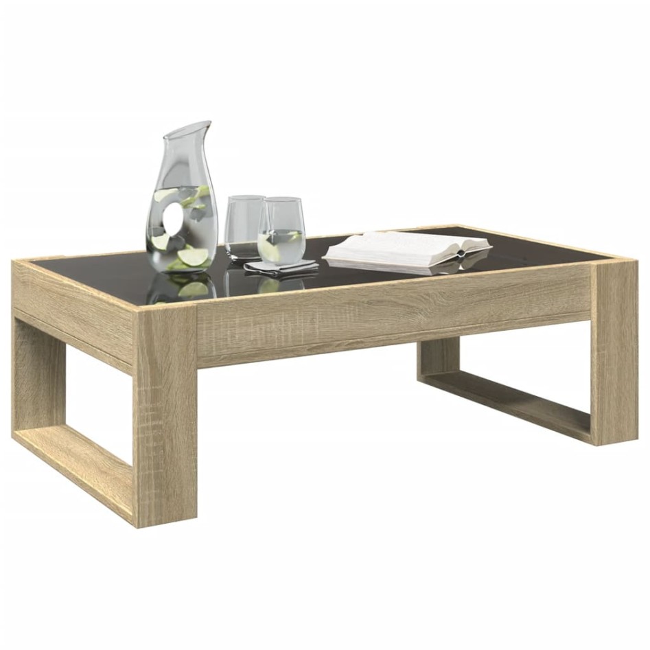 Mesa de centro con Infinity LED roble Sonoma 90x53x30