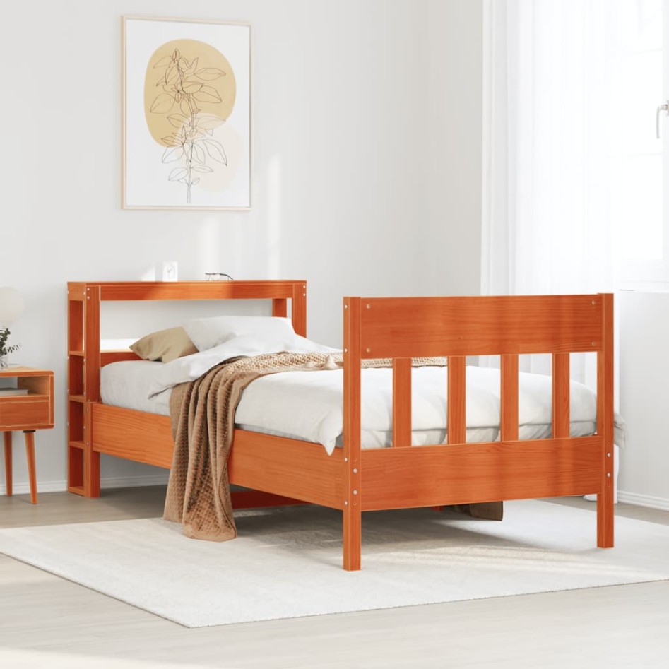 Estructura de cama sin colchón madera maciza marrón 90x190
