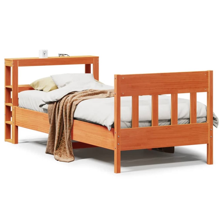 Estructura de cama sin colchón madera maciza marrón 90x190