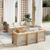 Set sofás de jardín 7 piezas y cojines ratán sintético beige