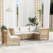 Juego de sofás jardín con cojines 5 pzas ratán sintético beige