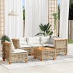 Juego de sofás jardín con cojines 6 pzas ratán sintético beige