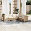 Juego de sofás jardín con cojines 6 pzas ratán sintético beige