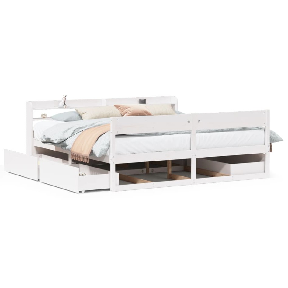 Estructura de cama sin colchón madera maciza blanca 200x200