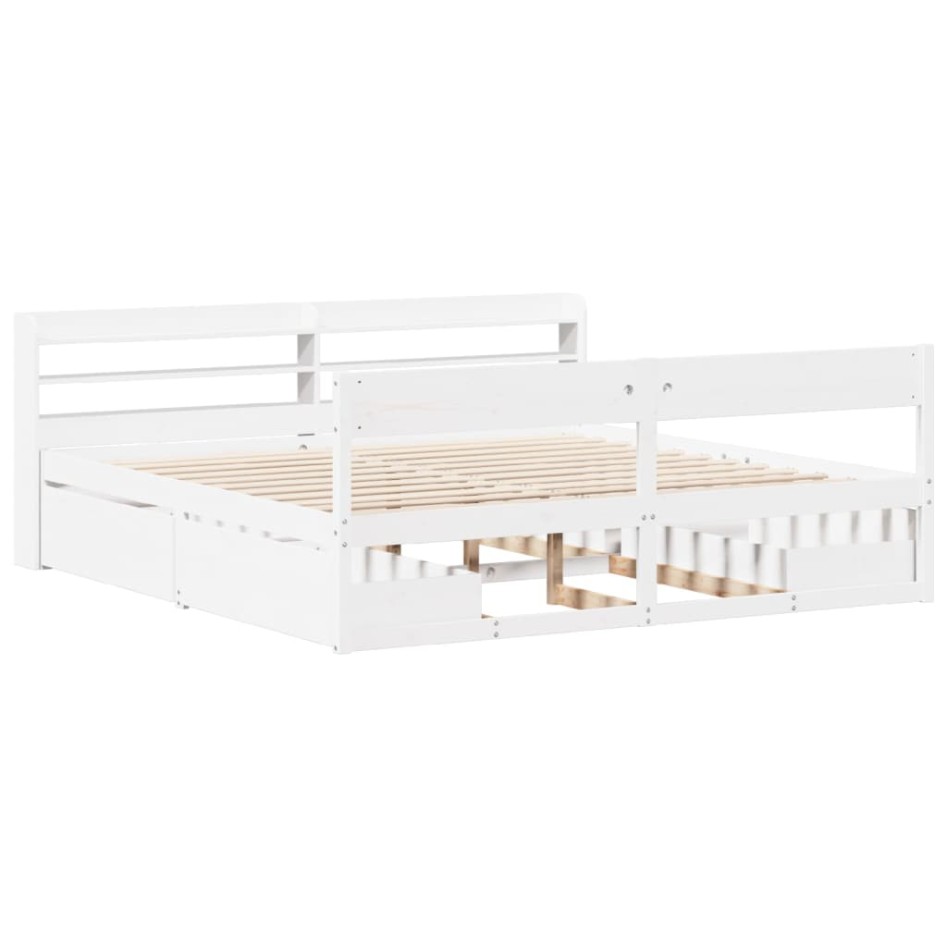 Estructura de cama sin colchón madera maciza blanca 200x200