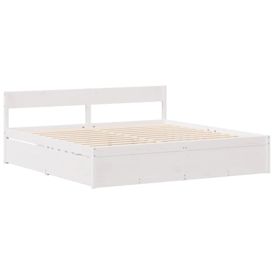 Estructura de cama sin colchón madera maciza blanca 200x200