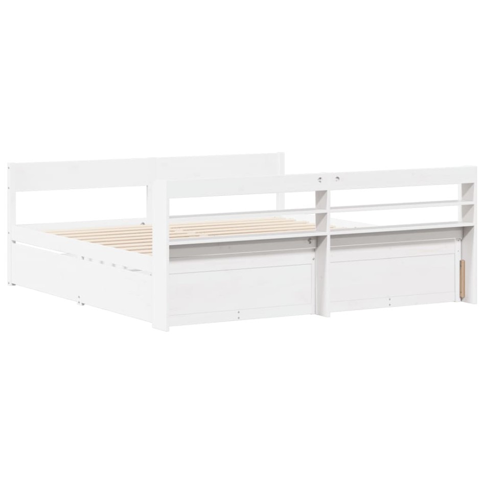 Estructura de cama sin colchón madera maciza blanca 200x200