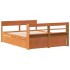 Cama sin colchón madera maciza de pino marrón cera 160x200