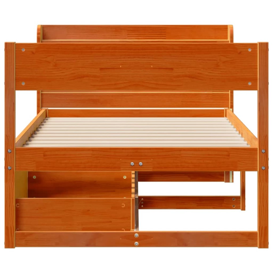 Estructura de cama sin colchón madera maciza marrón 90x190