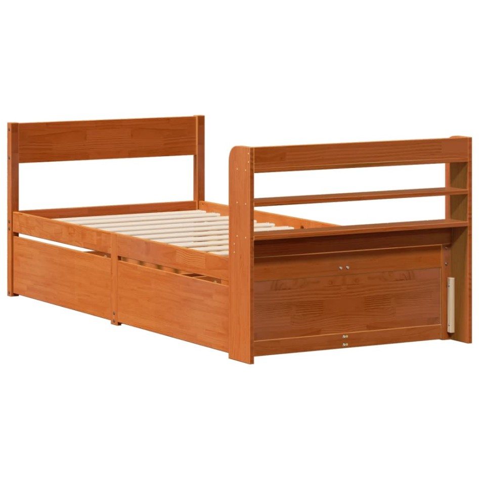 Estructura de cama sin colchón madera maciza marrón 90x190
