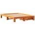 Cama sin colchón madera maciza de pino marrón cera 140x190