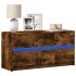 Mueble de TV LED madera ingeniería roble ahumado 100x34x50