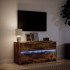 Mueble de TV LED madera ingeniería roble ahumado 100x34x50