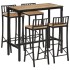 Set de mesa alta y taburetes 5 pzas madera maciza mango y