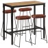 Set de mesa alta y taburetes 5 pzas madera maciza mango y