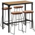 Set de mesa alta y taburetes 5 pzas madera maciza mango y