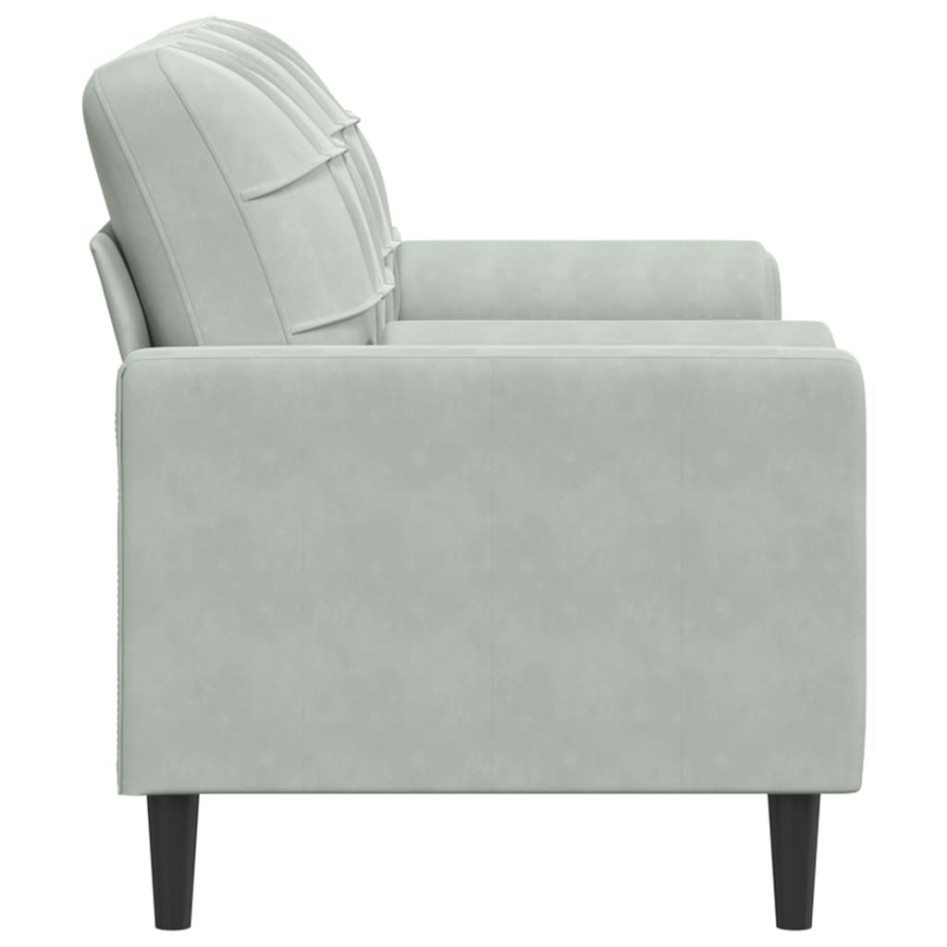 Sofá de 2 plazas con cojines terciopelo gris claro 140