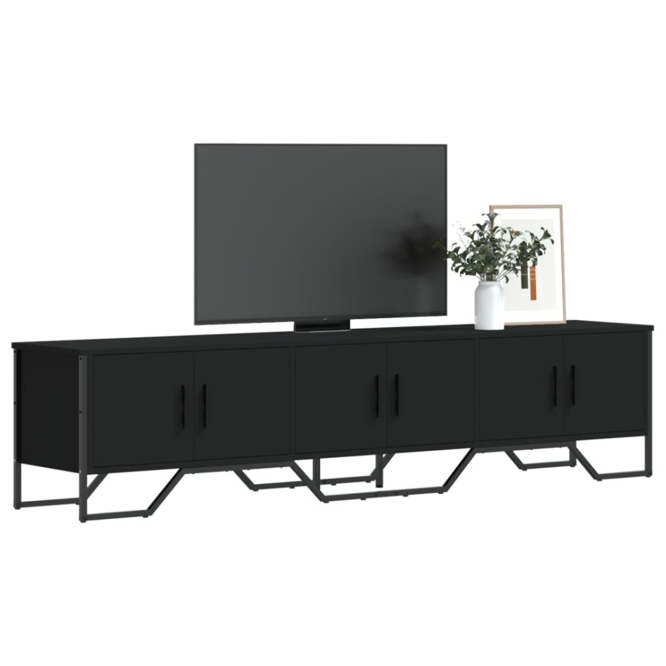 Mueble de TV madera de ingeniería negro 180x34x41