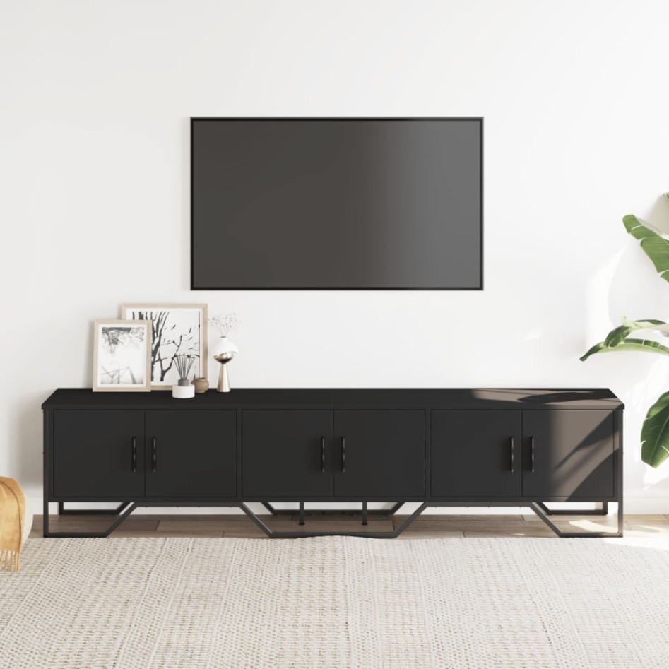 Mueble de TV madera de ingeniería negro 180x34x41