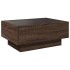 Mesa de centro y LED madera ingeniería marrón roble 70x50x30