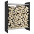 Leñero de vidrio templado negro 80x35x100