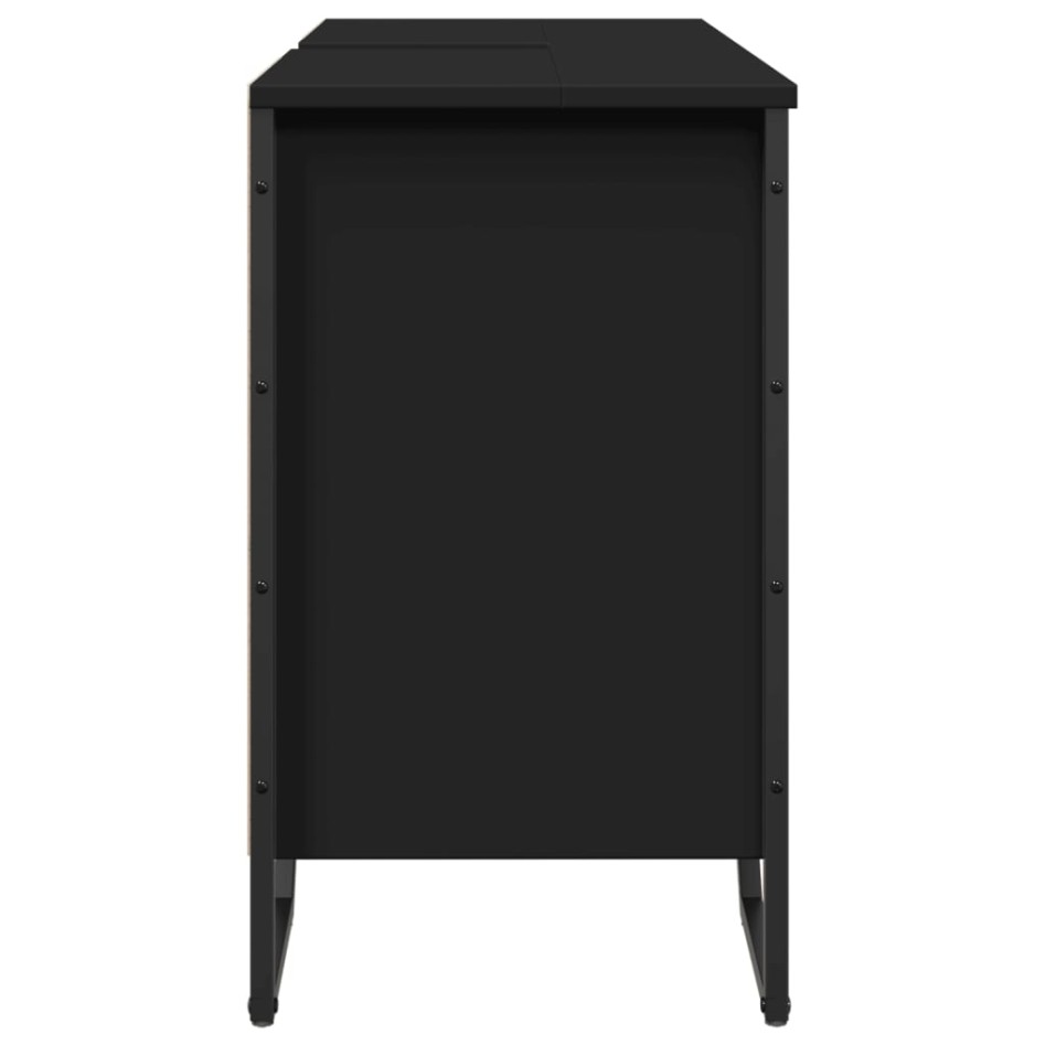 Armario de lavabo de baño madera ingeniería negro 91x35x60