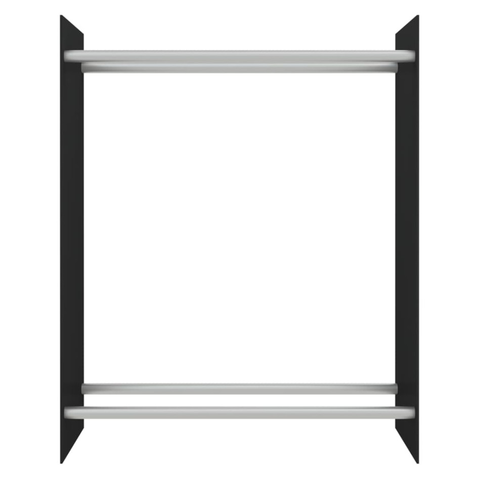 Leñero de vidrio templado negro 80x35x100