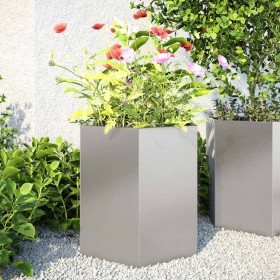 Jardineras hexagonales 2 uds acero inoxidable 46x40x45