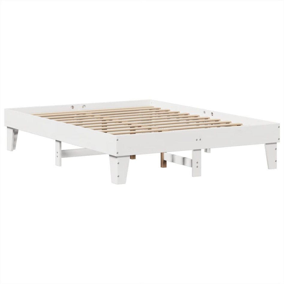 Estructura de cama sin colchón madera de pino blanca 150x200