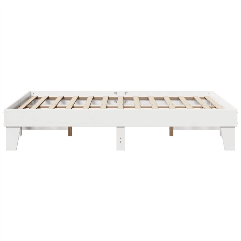 Estructura de cama sin colchón madera de pino blanca 150x200