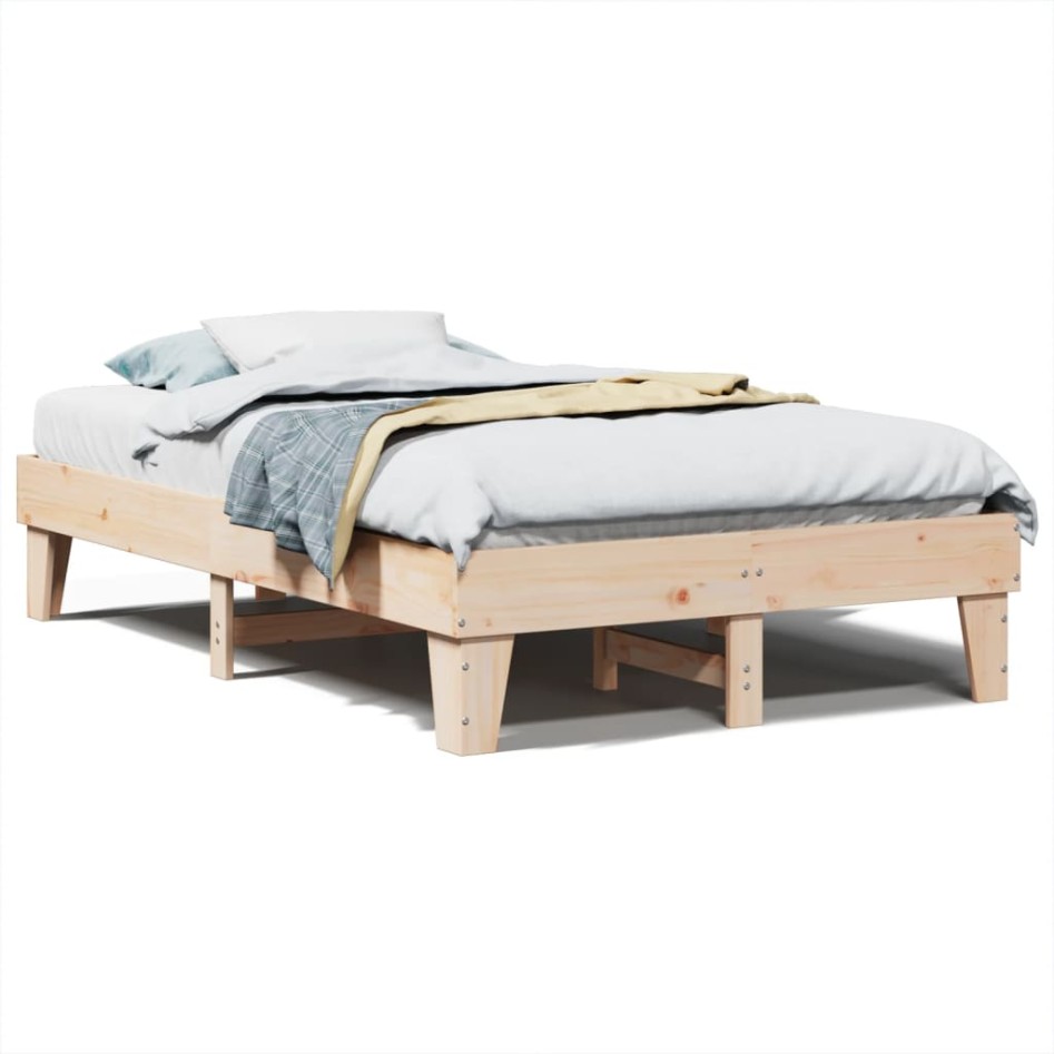 Estructura de cama sin colchón madera de pino maciza 120x200
