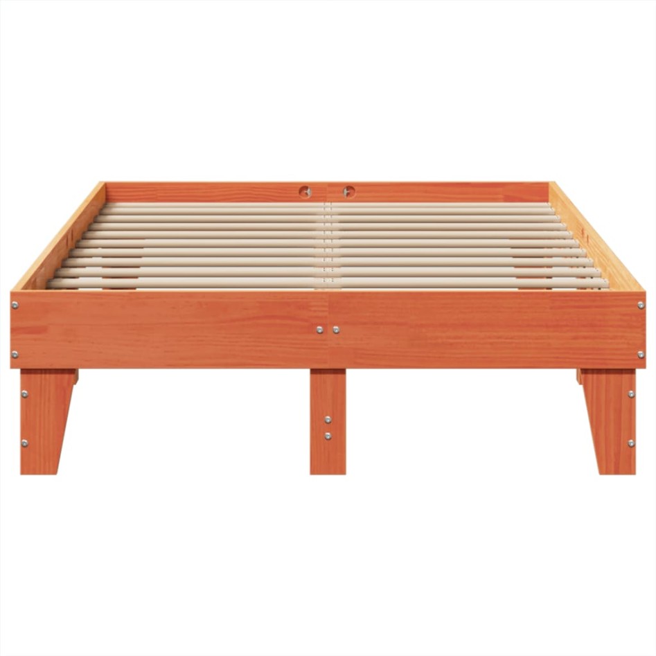 Estructura de cama sin colchón madera maciza marrón 135x190