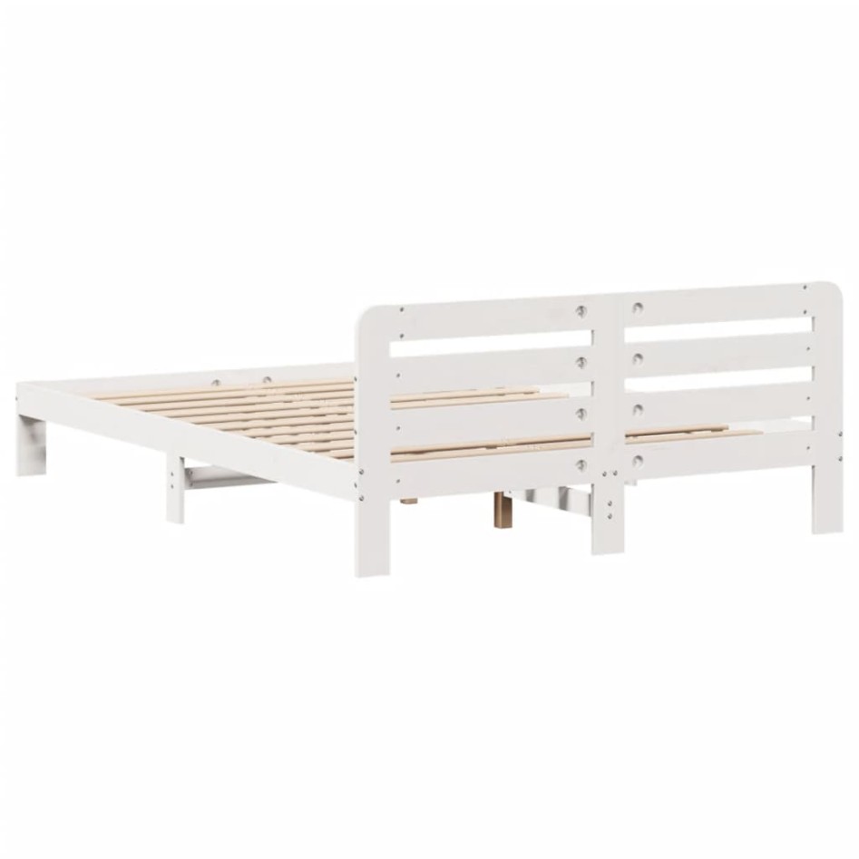 Estructura de cama sin colchón madera de pino blanca 140x200