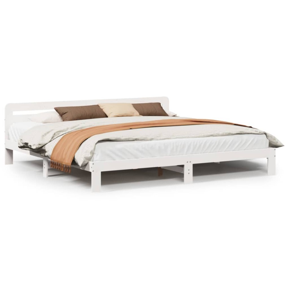 Cama sin colchón madera maciza de pino blanca 180x200