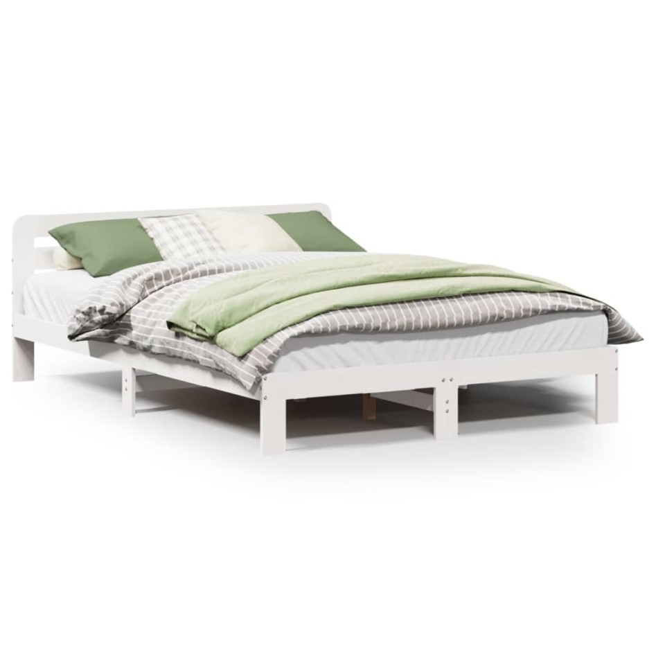 Estructura de cama sin colchón madera maciza blanca 120x190