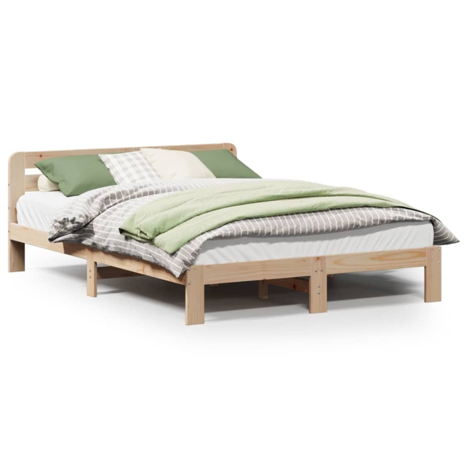 Estructura de cama sin colchón madera maciza de pino 135x190