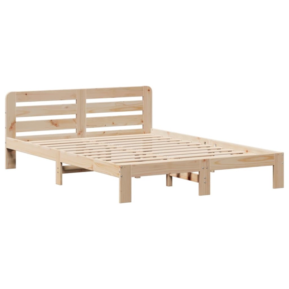 Estructura de cama sin colchón madera maciza de pino 135x190