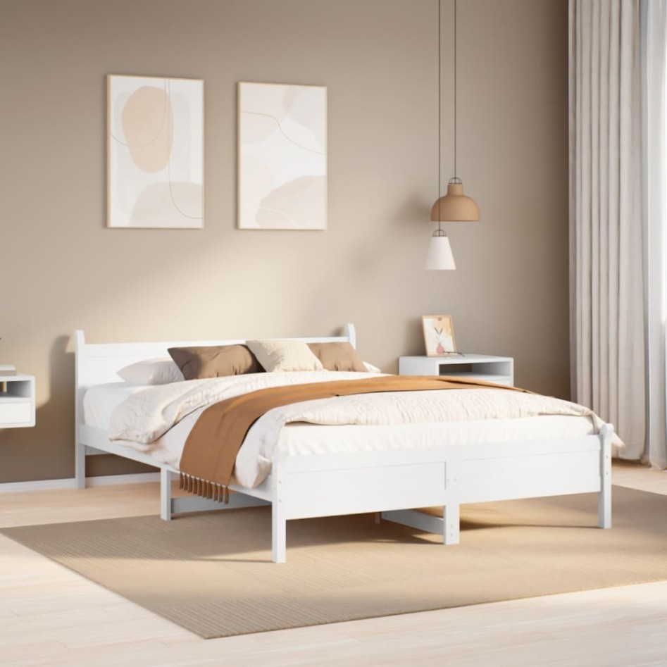 Estructura de cama sin colchón madera maciza de pino 160x200