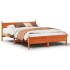 Cama sin colchón madera maciza pino marrón cera 150x200