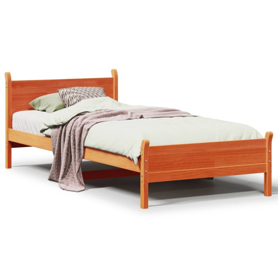 Estructura de cama sin colchón madera de pino marrón 90x200