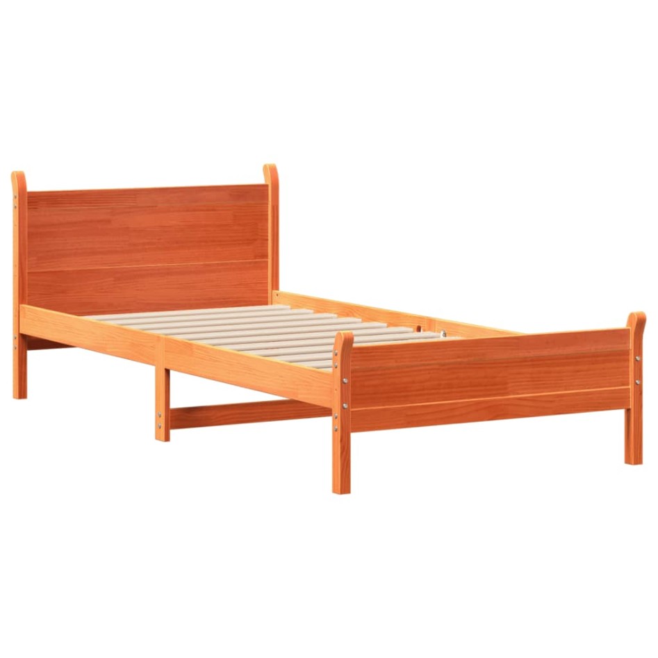 Estructura de cama sin colchón madera de pino marrón 90x200