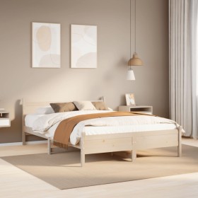 Estructura de cama sin colchón madera maciza de pino 120x190