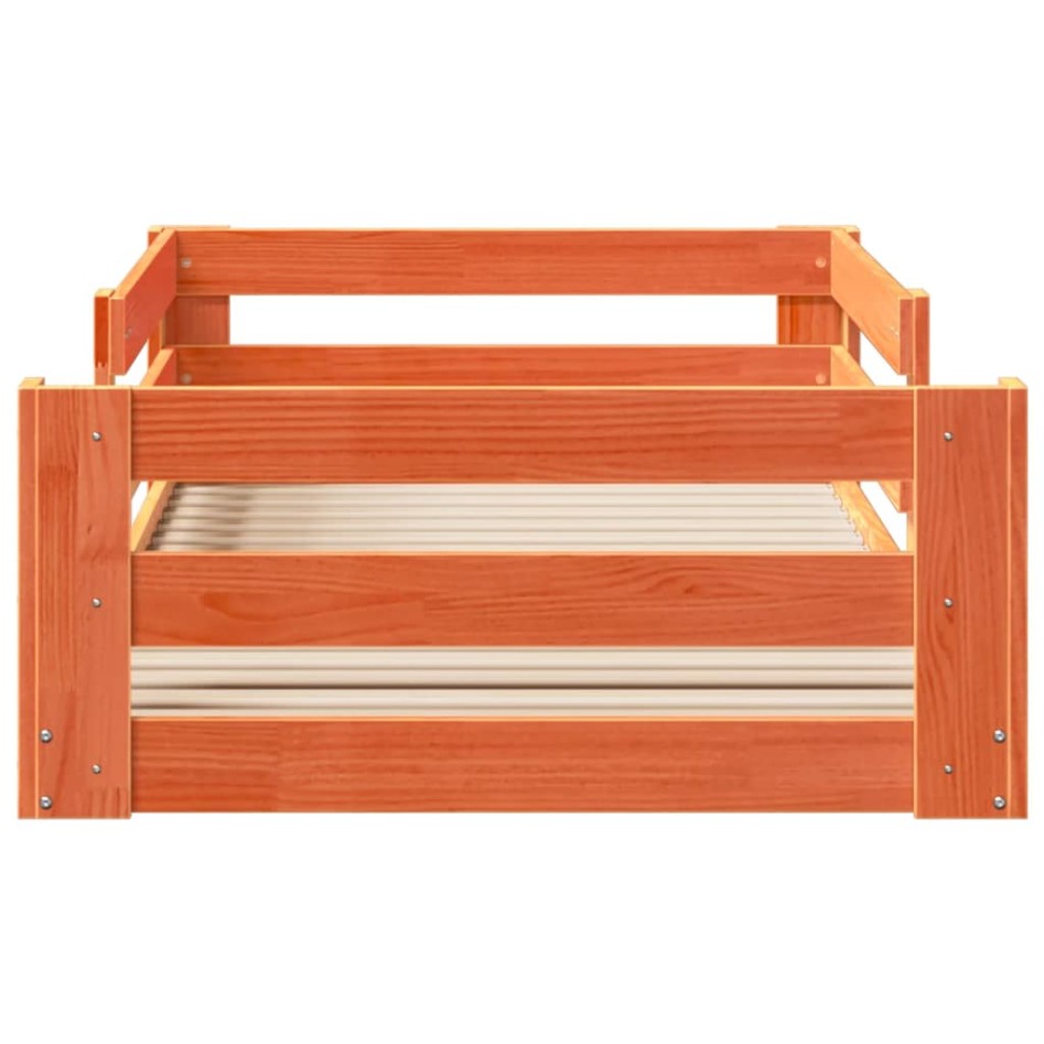 Cama sin colchón madera maciza de pino marrón cera 70x140