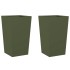 Jardineras 2 uds de acero verde oliva 45x45x75