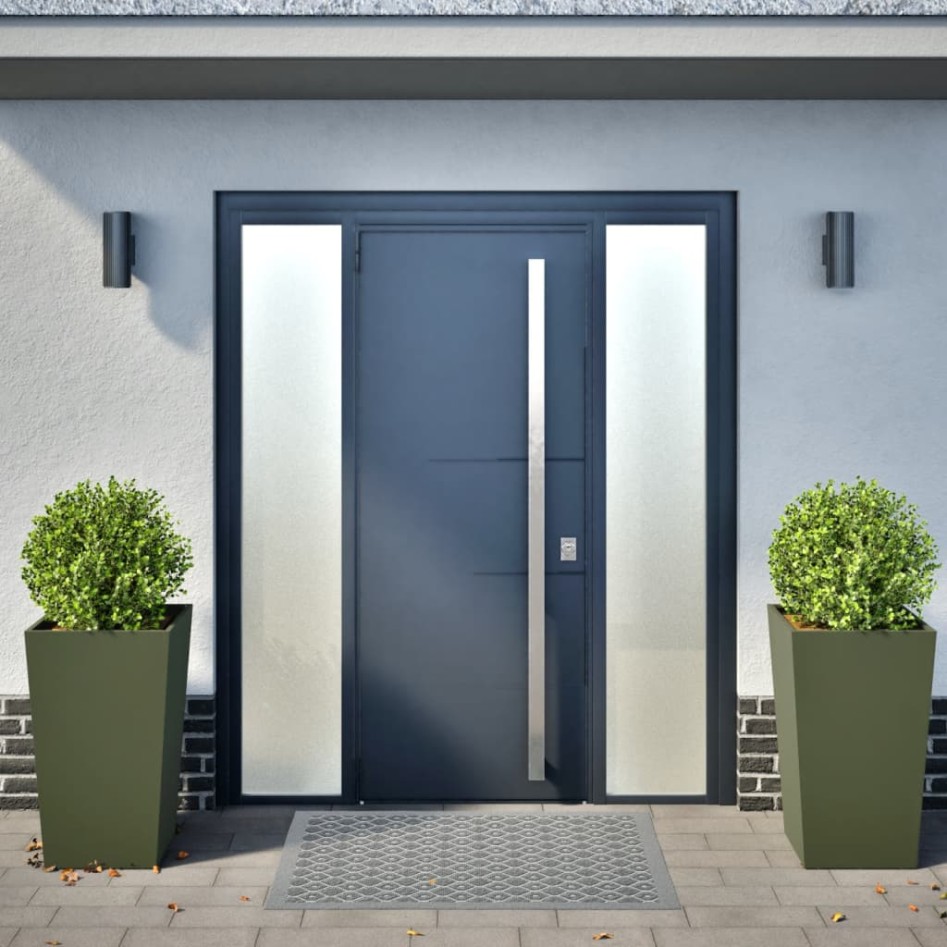 Jardineras 2 uds de acero verde oliva 45x45x75