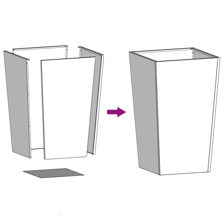 Jardineras 2 uds de acero verde oliva 45x45x75