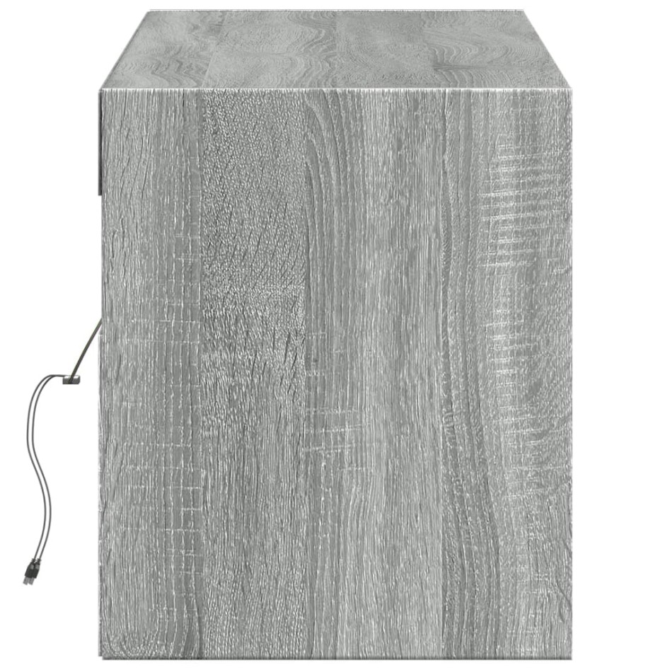Mueble de TV de pared con luces LED gris Sonoma 140x31x38
