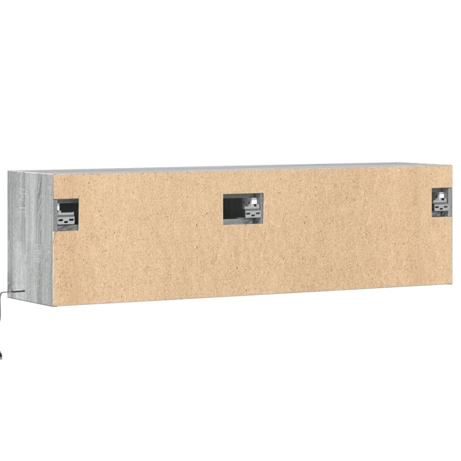 Mueble de TV de pared con luces LED gris Sonoma 140x31x38